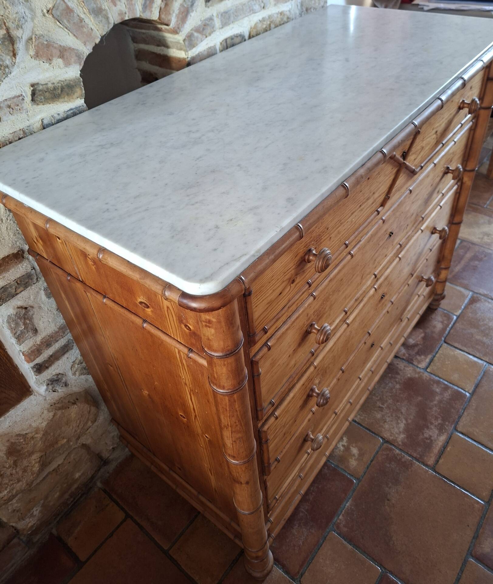1920 faux bamboo chest of drawers