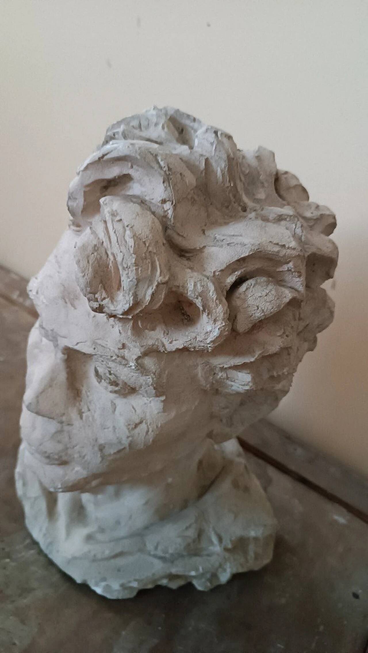 A. Novelli, male bust, plaster sculpture