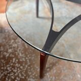 Table basse vintage danoise verre et bois de rose