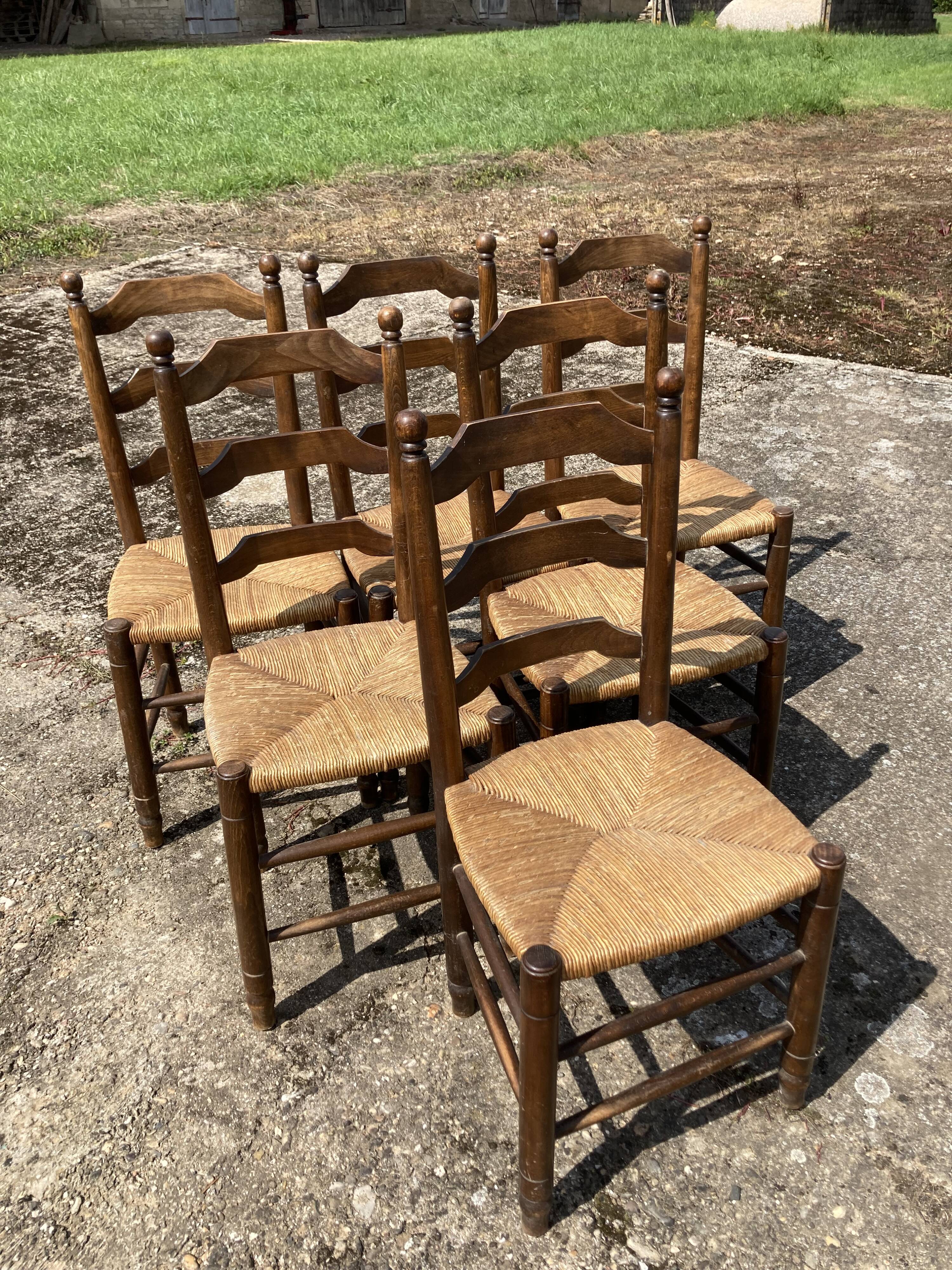 Set of 6 straw chairs