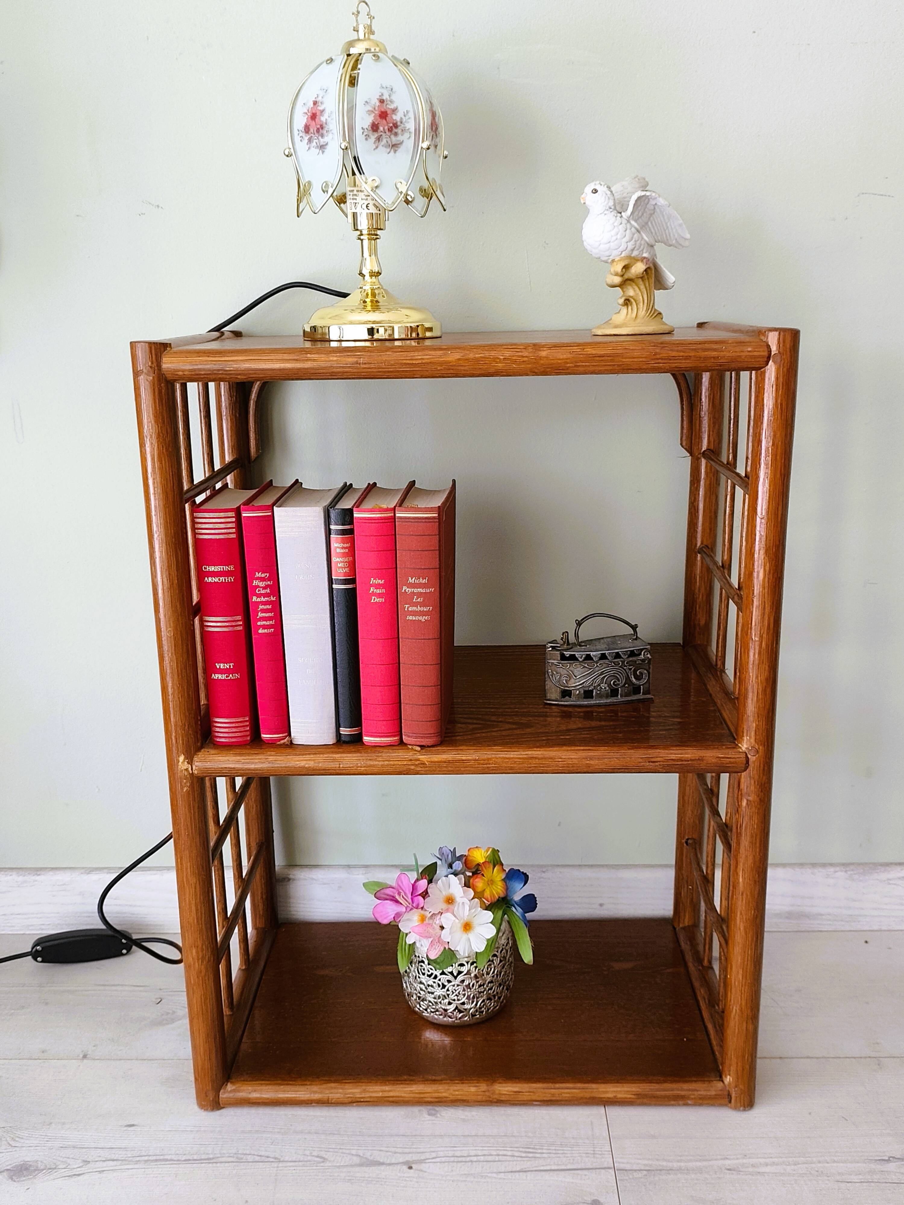 Rattan and wood shelf furniture