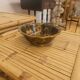 Vintage Asian brass bowl with floral decoration.