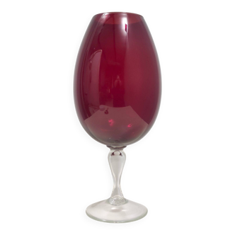 Vase vintage en verre soufflé à la main de couleur cramoisie, Empoli, Italie