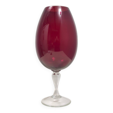 Vase vintage en verre soufflé à la main de couleur cramoisie, Empoli, Italie