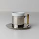 Ensemble de café vintage IMCO en métal argenté et porcelaine blanche avec détails dorés - Italie années 1980
