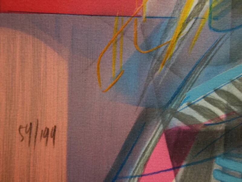 Jean-Baptiste Valadié: Blue, white and red bouquet, original signed lithograph