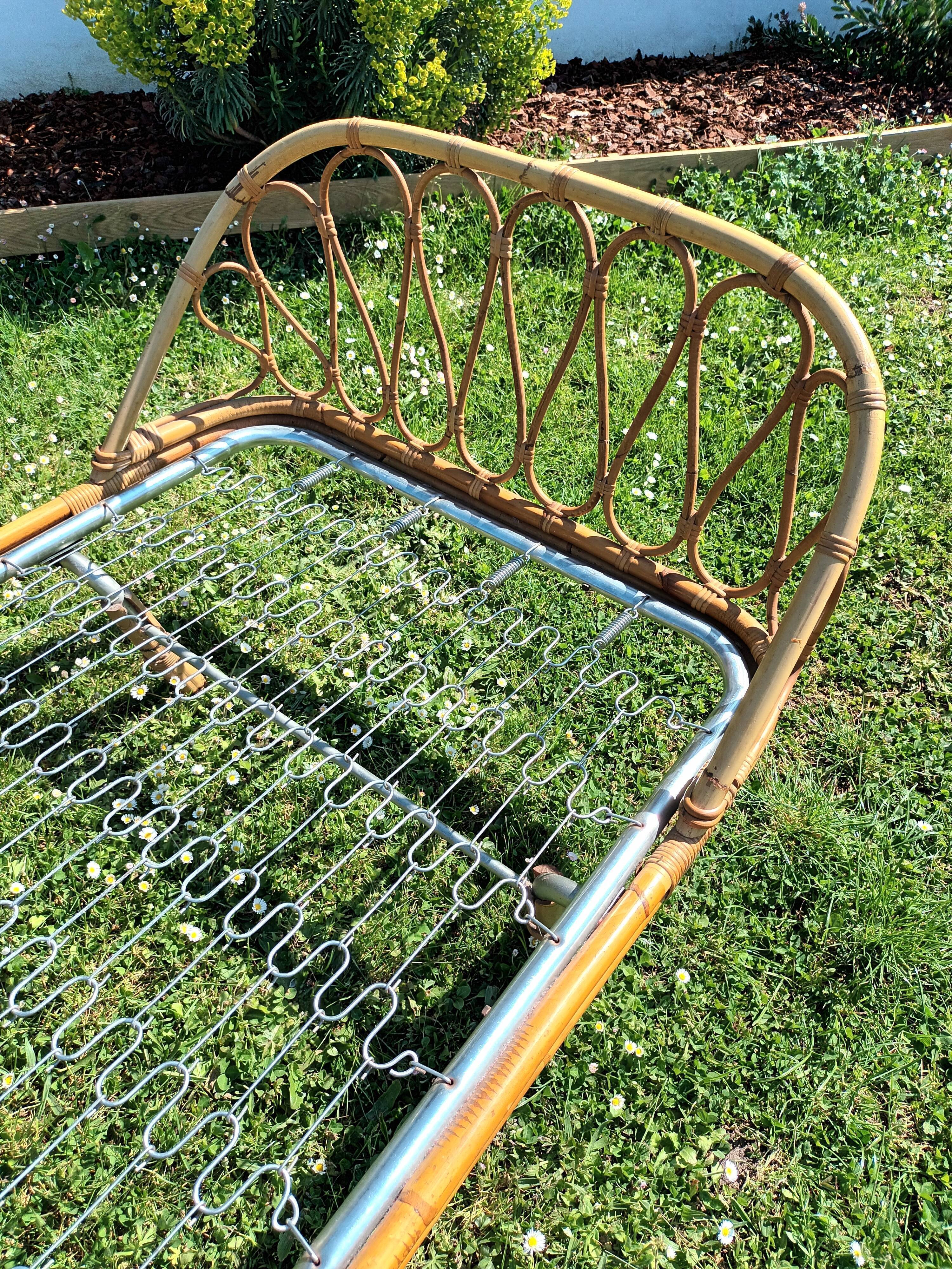 Vintage rattan basket bed