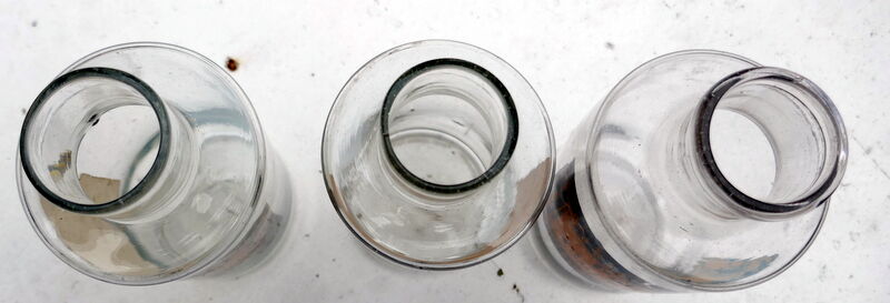 3 apothecary jars, antique blown glass pharmacy