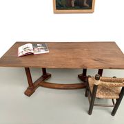 Table de repas ou bureau Art Déco en chêne et hêtre – Années 1930