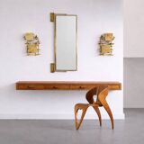 Pair of brutalist wall sconces in brass and fractal resin from the 1970s.