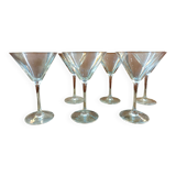 Six Cristal d'Arques martini cocktail glasses