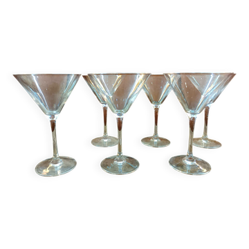 Six Cristal d'Arques martini cocktail glasses
