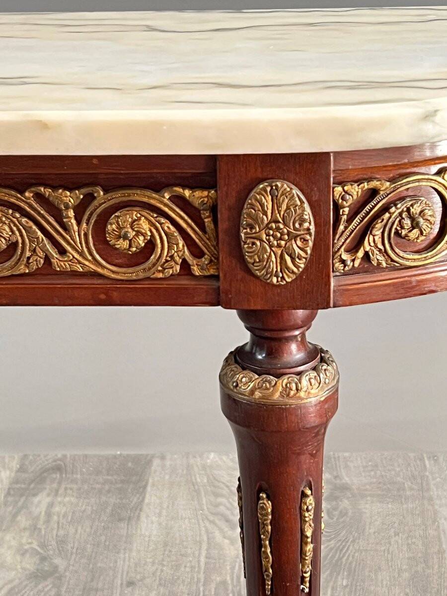 Console en bois et marbre, style Louis XVI, Début du XXe siècle