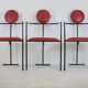 3 armchairs designs steel and leather, France, circa 1980
