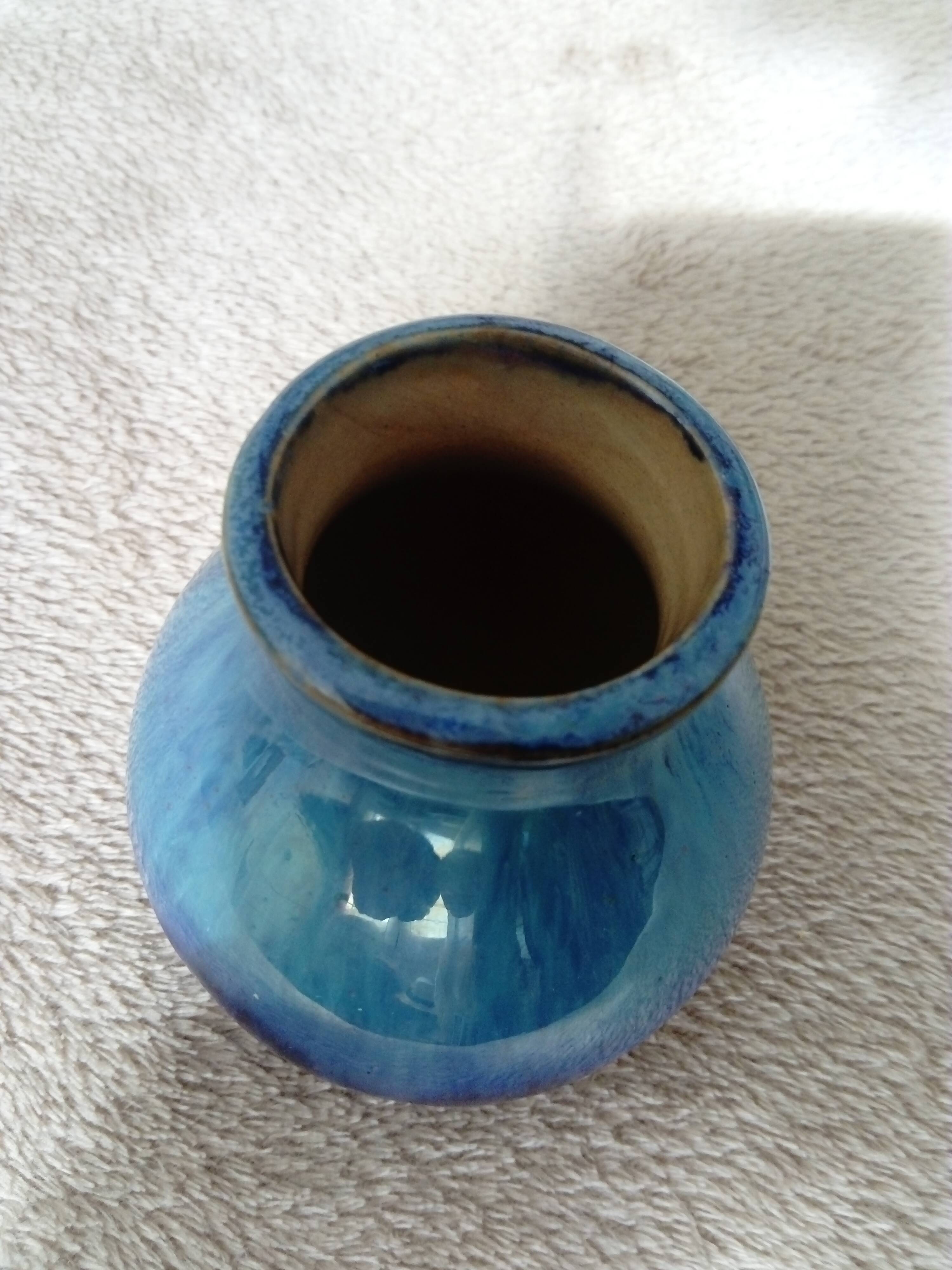 petit vase boule en céramique bleu turquoise