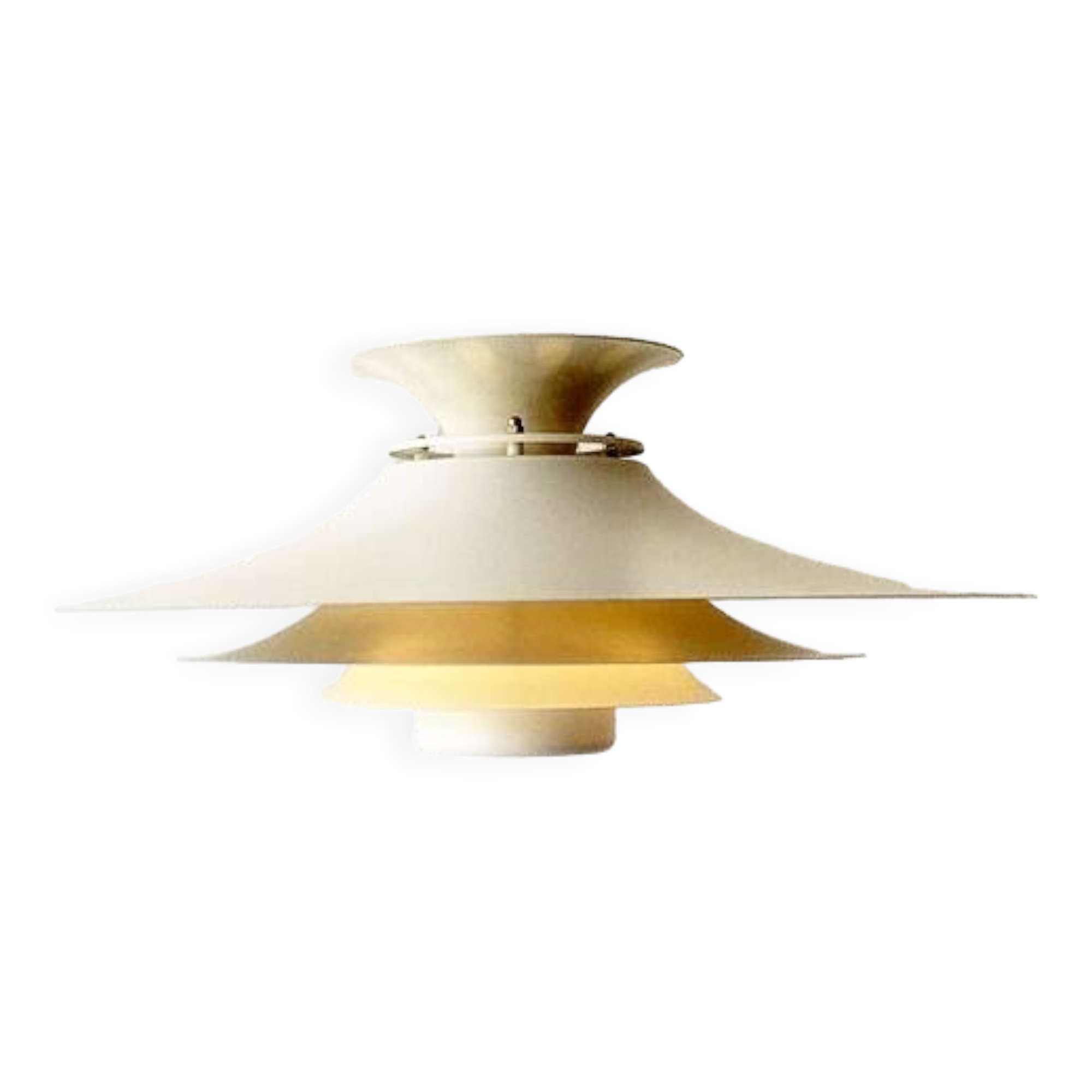 Danish beige metal pendant light, 1960