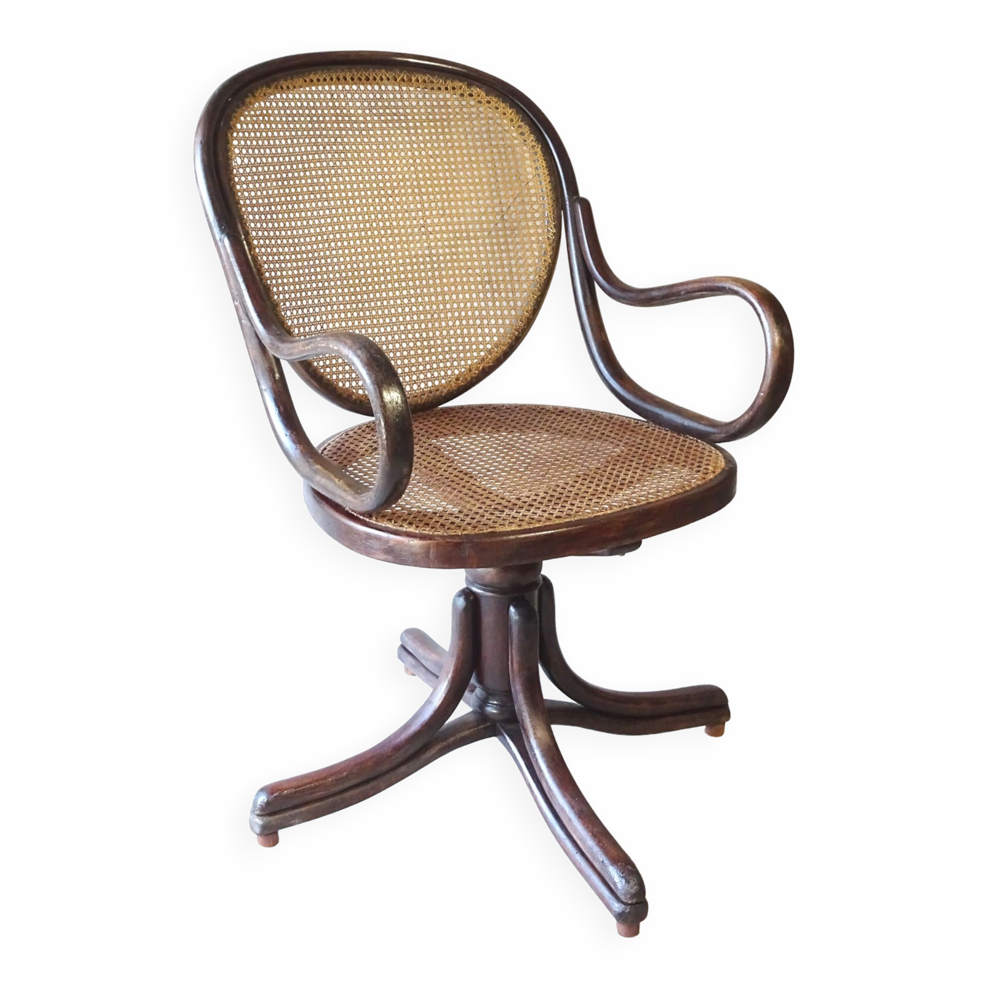Armchair Curved wood THONET screw N° 1 , 1890 cannages