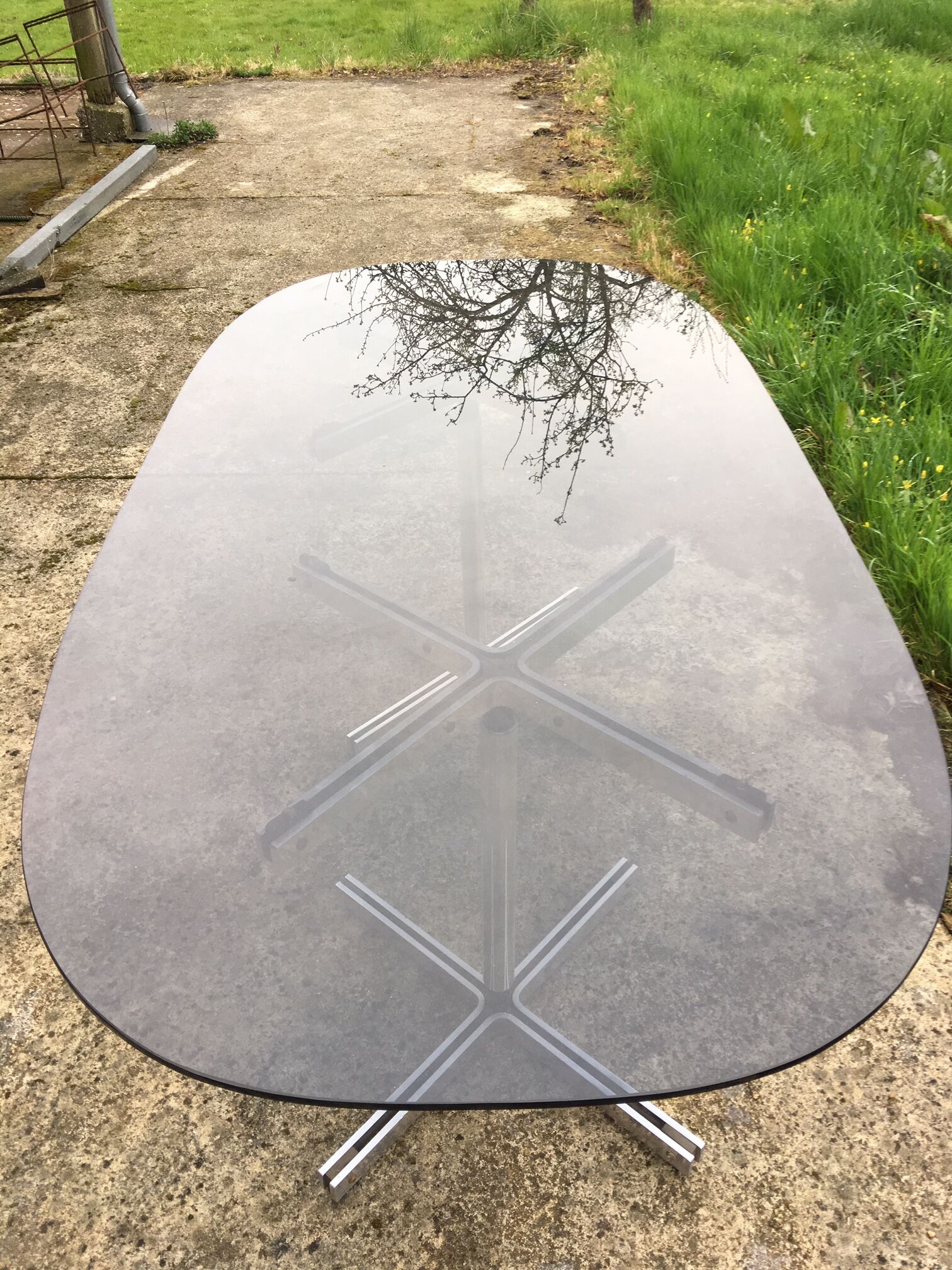 Glass dining table - 70s