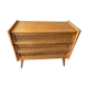 Commode vintage bois et rotin 1950