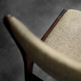 Vintage Scandinavian Modern Teak and Beige Wool Dining Chairs Model 89 by Erik Buch, 1950s, Set of 4