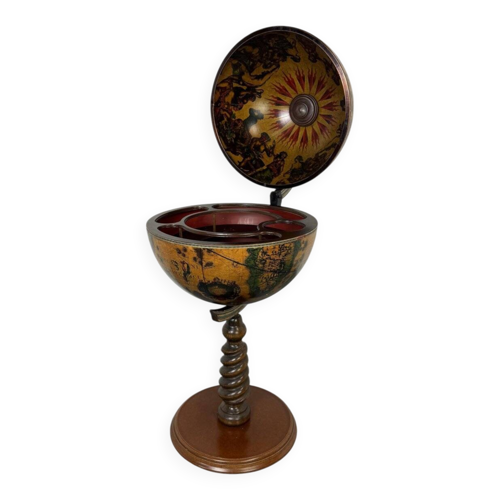 Large vintage Italian classical globe bar cabinet, 1970s