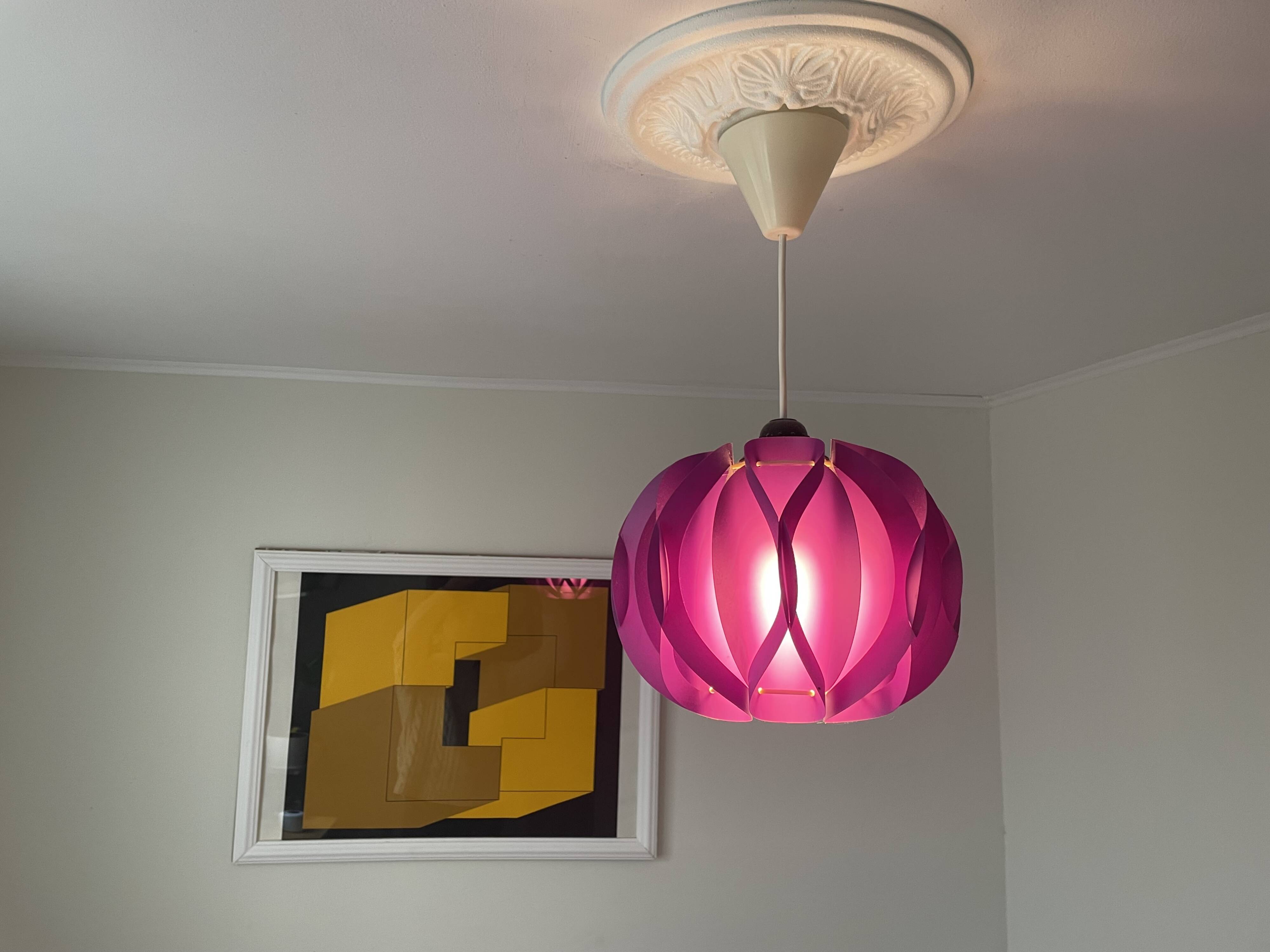 Purple Mid Century Modern lamp from 1970s