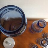 Lot de bouteilles verre bleu lagon