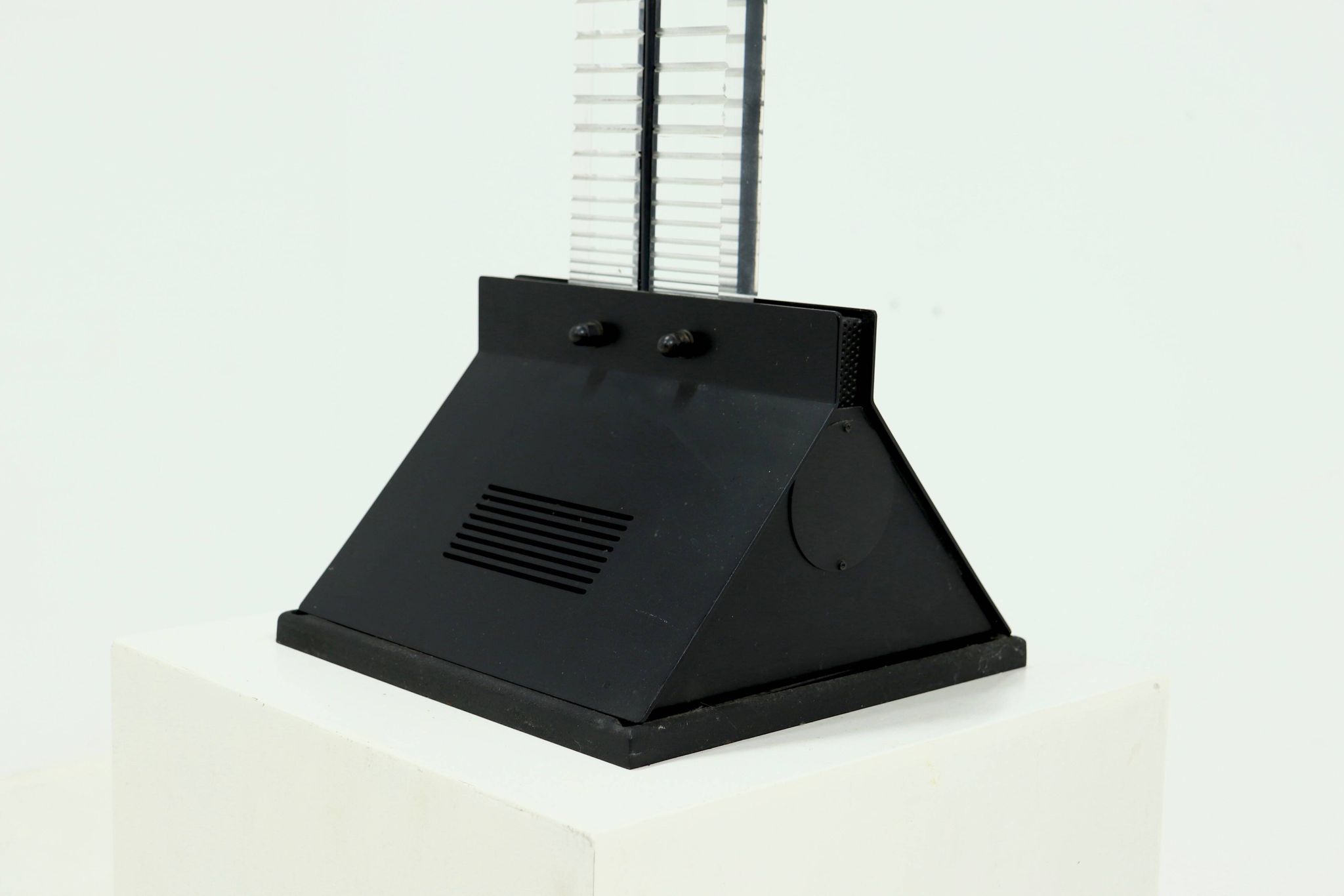 Italian Postmodern Lucite and Steel Uplighter Floor Lamp 1980s