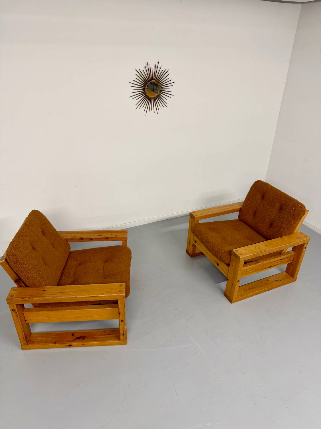 Set of 2 Swedish design pine armchairs by Roland Wilhelmsson, 1970s