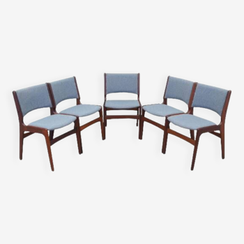 Ensemble de cinq chaises en palissandre, design danois, années 1970, designer : Henning Kjaernulf