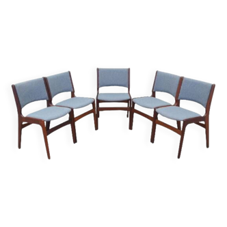 Ensemble de cinq chaises en palissandre, design danois, années 1970, designer : Henning Kjaernulf
