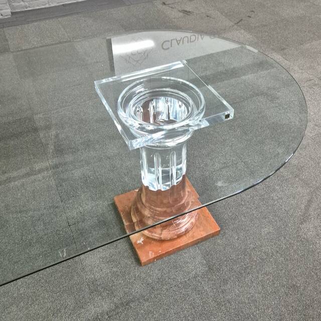 Dinning table by fabianart with 2 doric columns marble & acrylic - italy 1980's