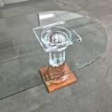 Dinning table by fabianart with 2 doric columns marble & acrylic - italy 1980's