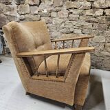 Pair of 50" Brutalist armchairs