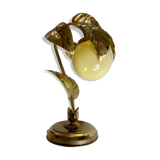 lamp leaves in gold metal and opaline years 70-80