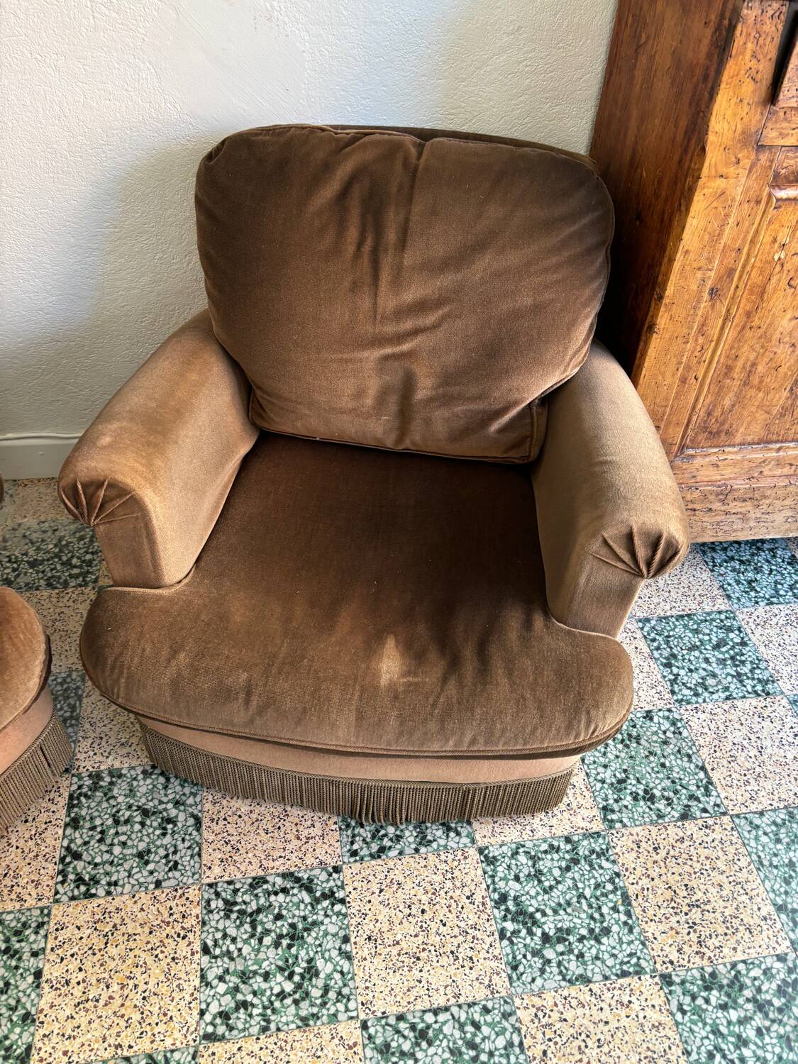 Velvet frog armchairs