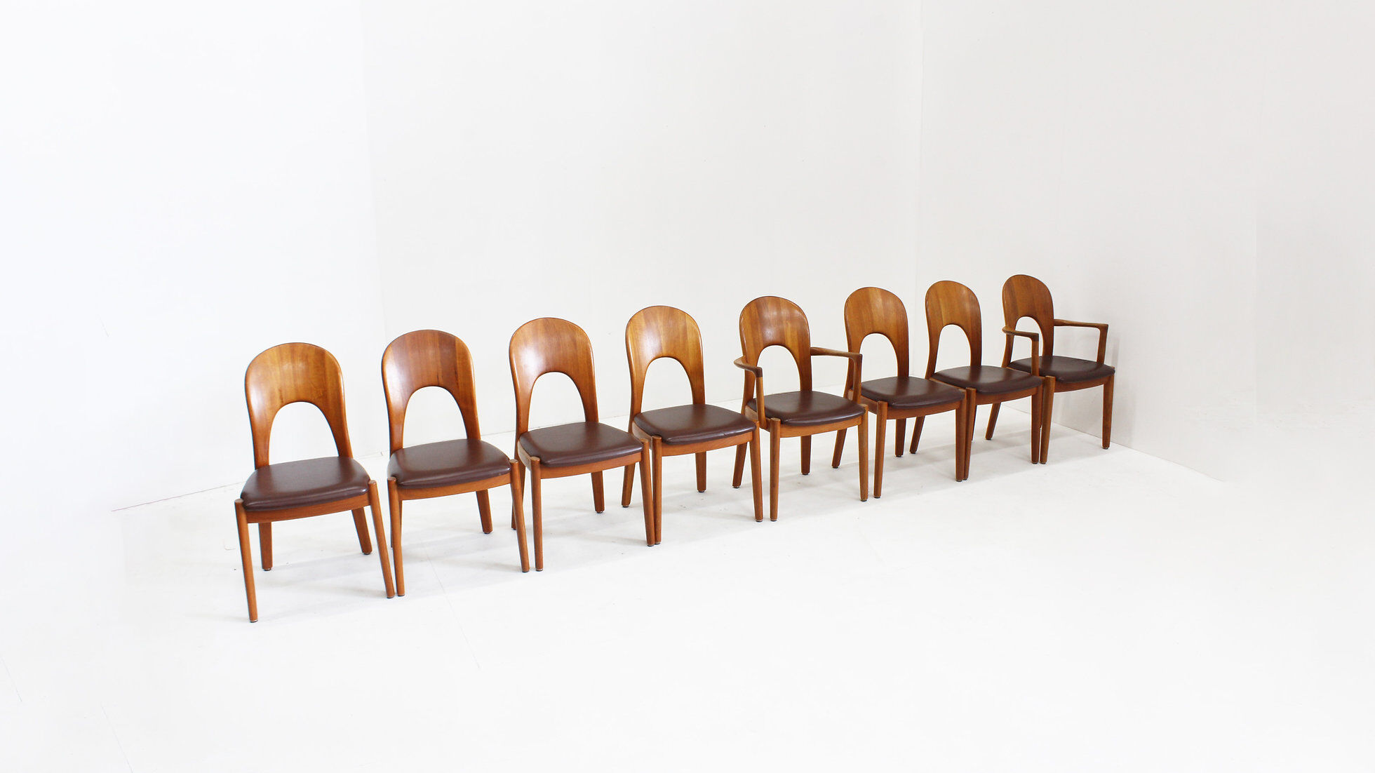 Vintage Danish teak dining chairs by Niels Koefoed set of 8