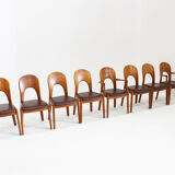 Vintage Danish teak dining chairs by Niels Koefoed set of 8