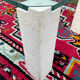 Table basse vintage en travertin et verre