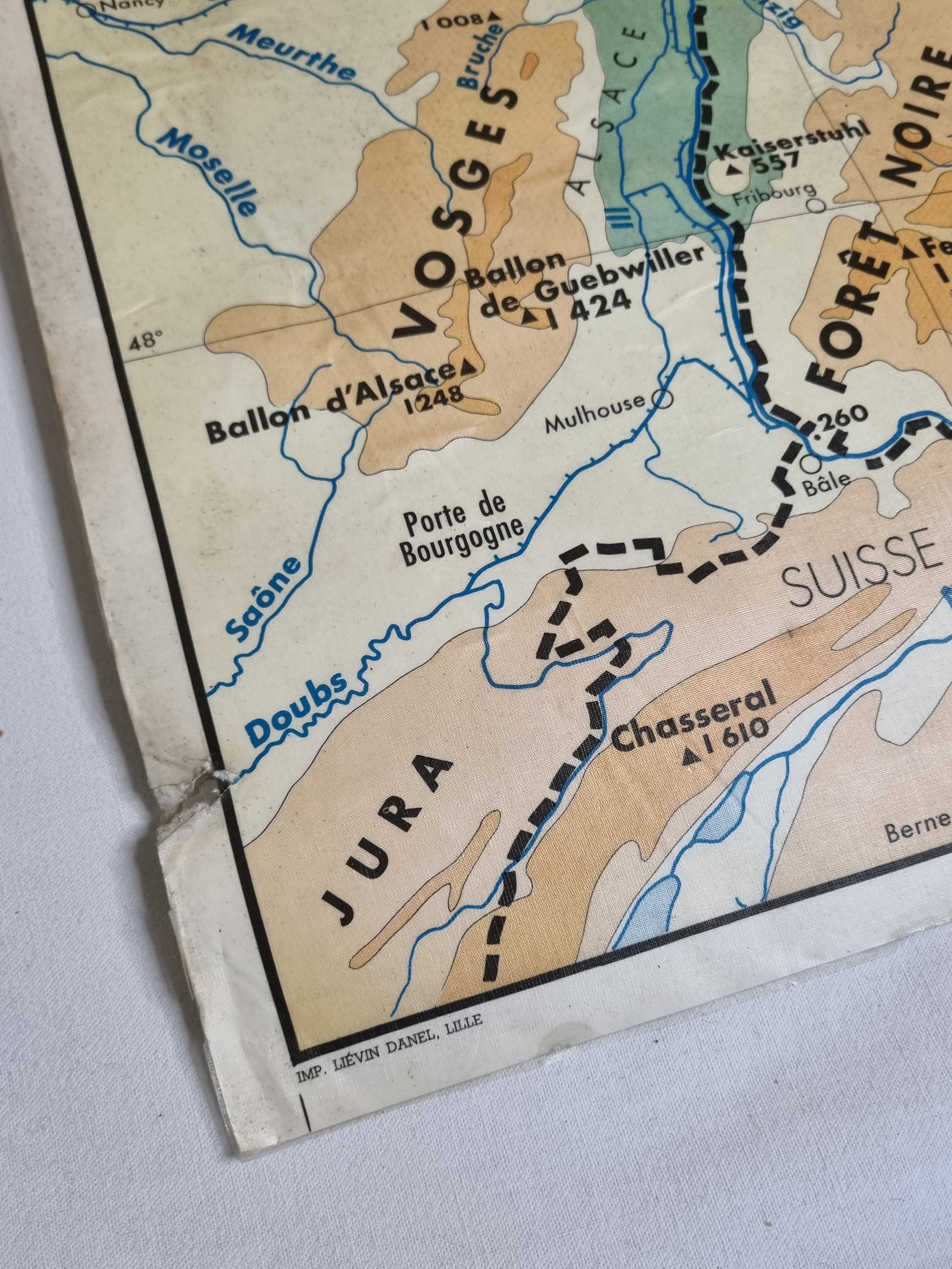 Pedagogical map MDI, 1968, reversible, physical map of Germany and economic map of Italy