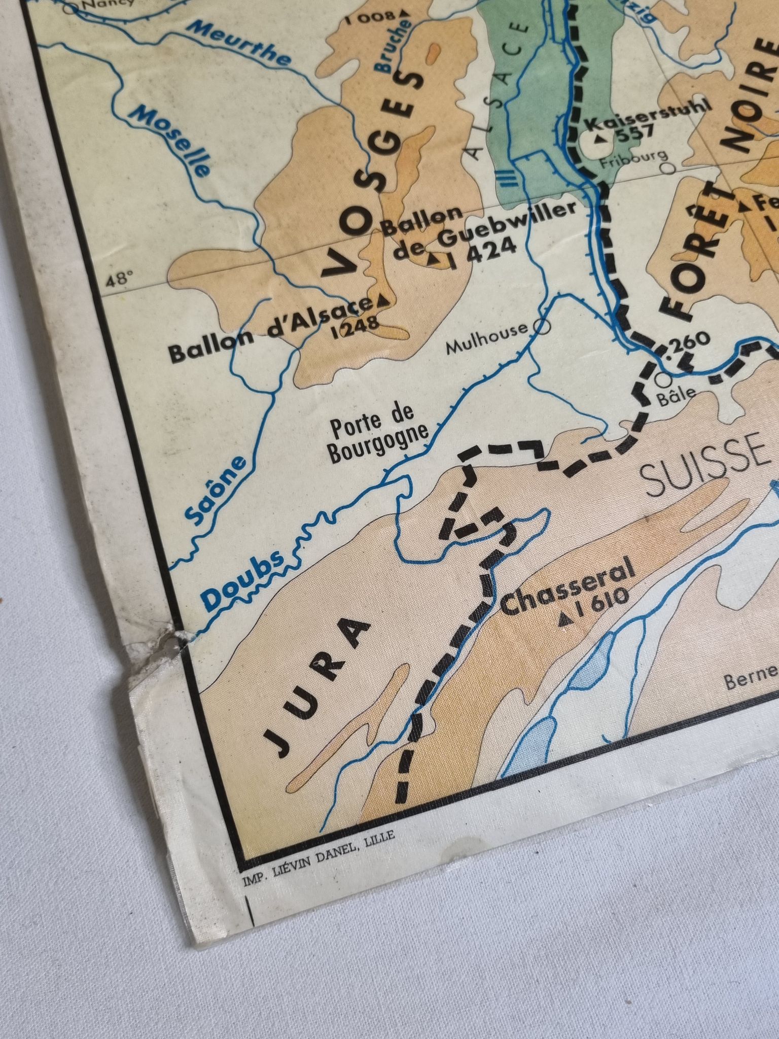 Pedagogical map MDI, 1968, reversible, physical map of Germany and economic map of Italy