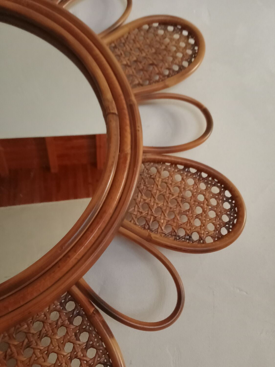 Rattan flower mirror and canning, 56 cm