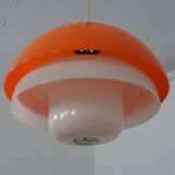 Space Age Orange & White Ceiling Lamp, Italy, 1970s