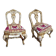 Venetian Lacquered Rococo-Style Armchairs with Hand-Painted Floral Décor and Theater-Inspired Upholstery, Set of 2