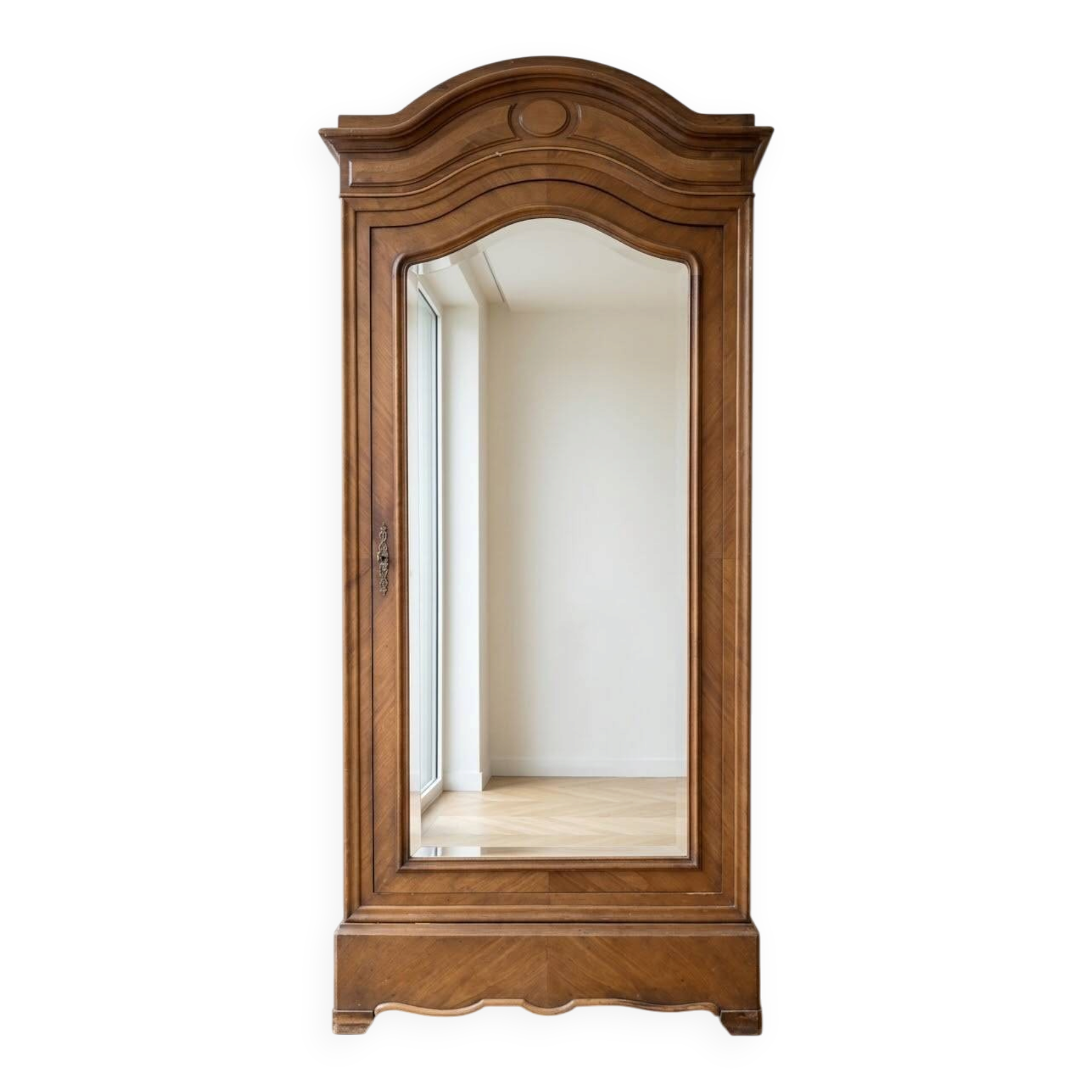 Antique solid wood wardrobe with mirror