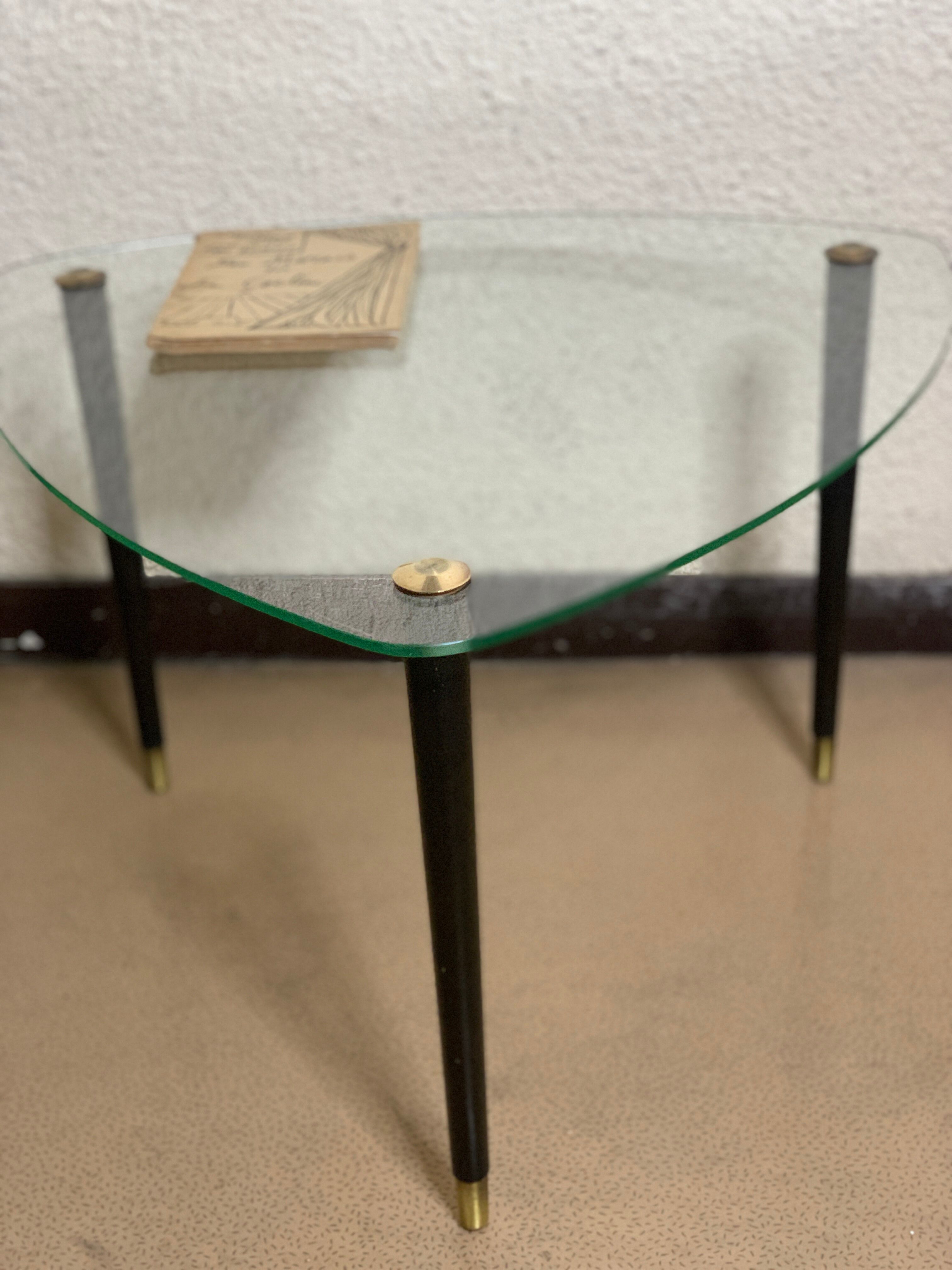 Tripod table- glass and brass - year 50