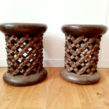 Set of 2 African Bamilike Cameroon stools, year 1950