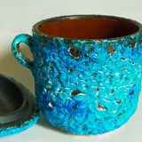 Covered ceramic pot fat-lava foam glaciers, enamels le cyclope, annecy