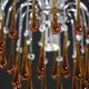 Set of 2 The Amber Crown, Murano Chandelier Amber and Crystal Drops, 1970s