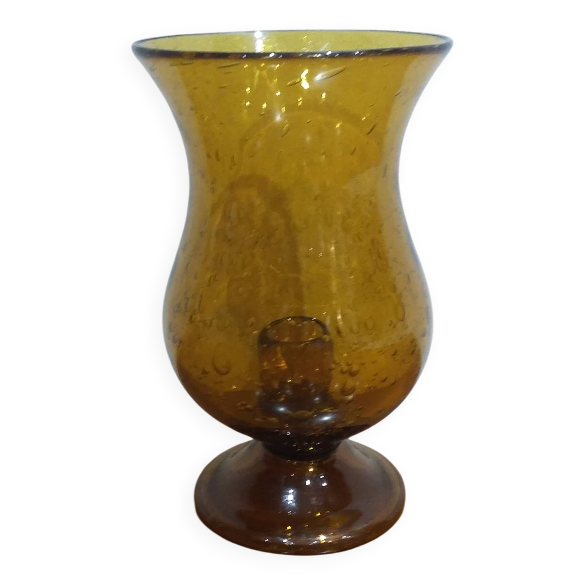 Very pretty candle holder in Biot bubble blown glass